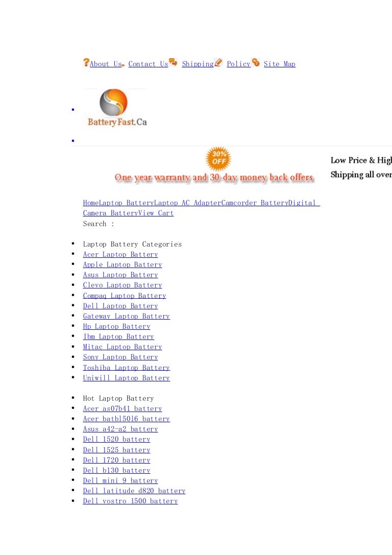 Replacement For Dell Latitude D6 Battery