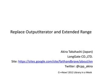 Replace OutputIterator and Extend Range
