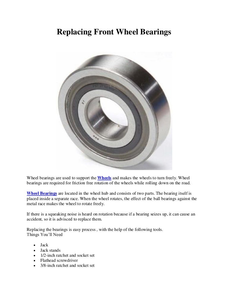 Replacing front wheel bearings