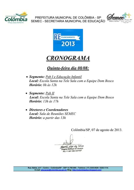 Replanejamento 2013