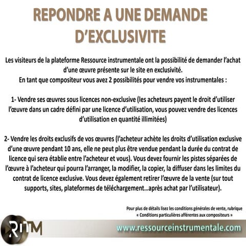 Repondre a une demande d’exclusivite