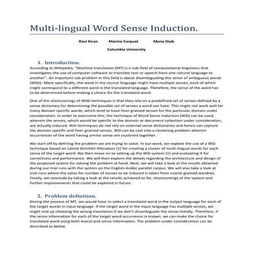 Bi-lingual Word Sense Induction