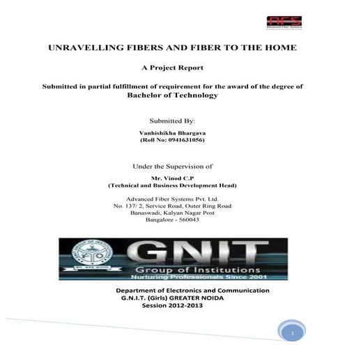 Optical Fiber Communication | Report