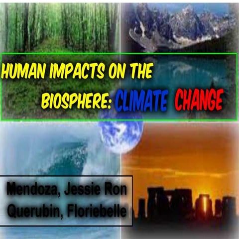 Human Impacts on the biosphere: Climate Change 