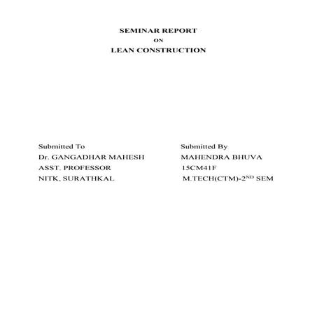 Seminar report on lean
