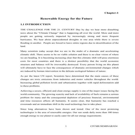 Renewable Energy for the Future