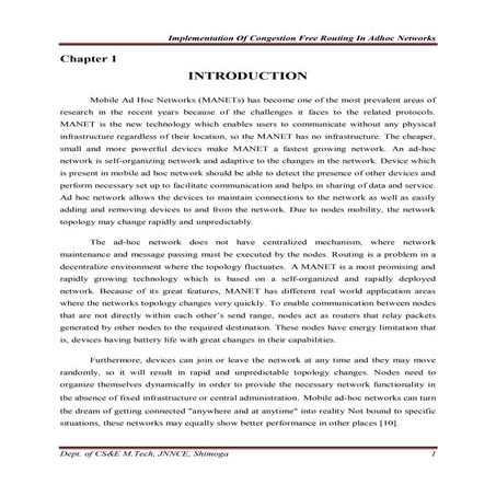 implementation of congestion routing in adhoc networks