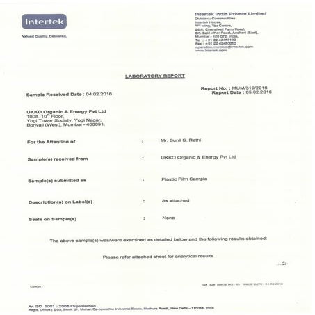 INTERTEK 22196:2007 | PDF