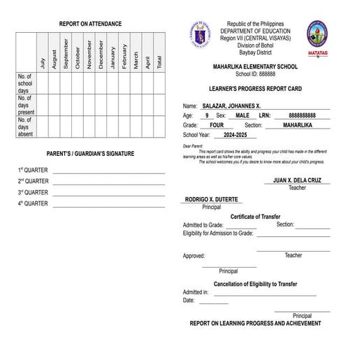 REPORT-CARD Elementary Matatag Curriculum