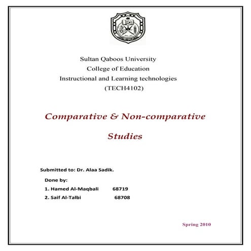 Report comparative & non-comparative studies