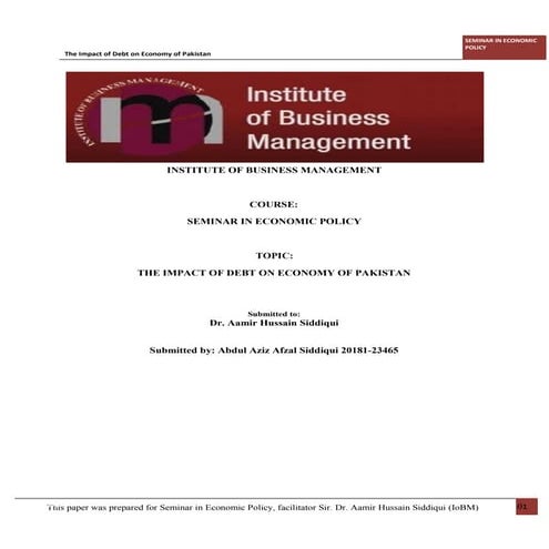 THE IMPACT OF DEBT ON ECONOMY OF PAKISTAN | PDF