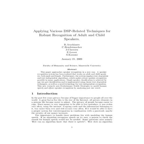 Research: Applying Various DSP-Related Techniques for Robust Recognition of A...