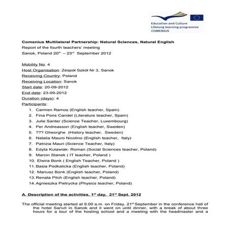 Report 4th teachers' meeting poland 20 25 sept 2012-1