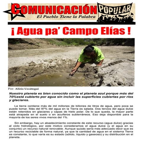 Reportaje: Agua Pa´Campo Elías. Por: Alirio Uzcátegui