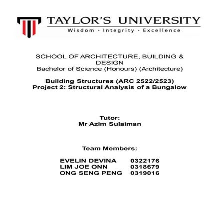 Building Structure Project 2 (Taylor's lakeside campus)