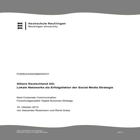 Fallstudie Allianz: Lokale Netzwerke als Erfolgsfaktor der Social Media Strat...