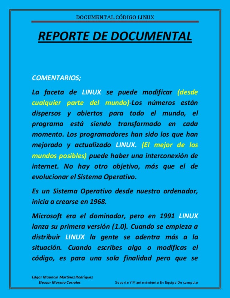 Reporte de documental