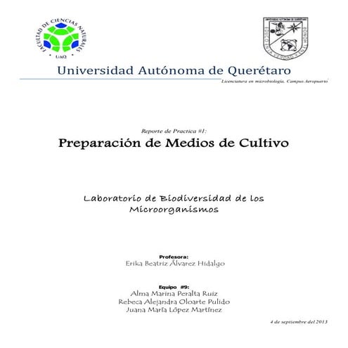 Preparación de Medios de Cultivo