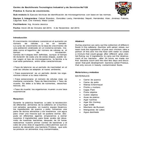 Reporte de práctica 5. Curva de crecimiento.