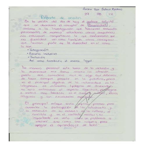Reporte de sesión 29/08/14