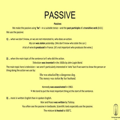 Learning and Practicing Passive Forms in English | PPTX
