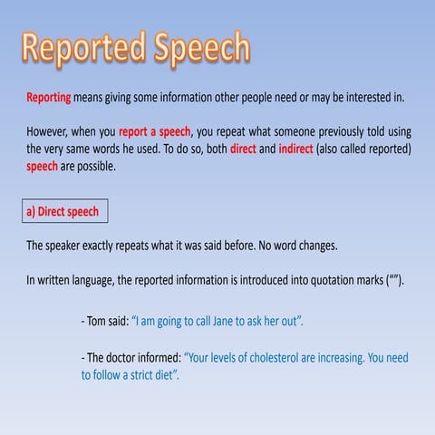 Reported speech  3º ESO