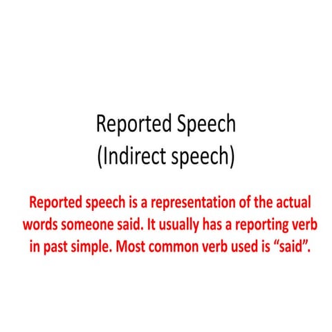 Reported speech | Direct and Indirect speech