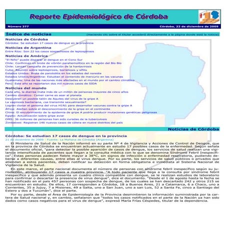 Reporte EpidemiolóGico De CóRdoba Nº377