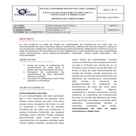 Reporte intercambiadores de calor