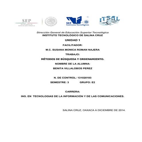 Reporte metodos de busqueda y ordenamiento