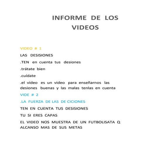 Reportes  de  los  videos