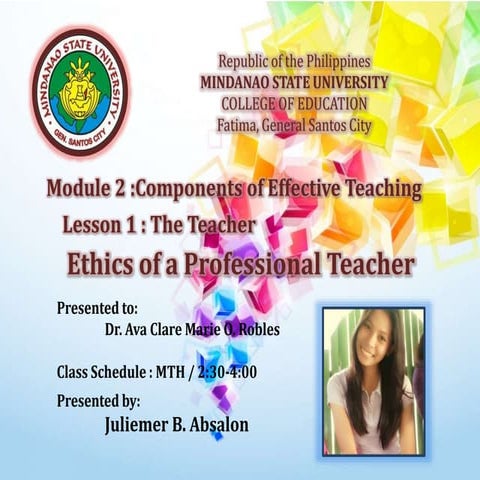 Ed107 Ethics of a Professional Teacher