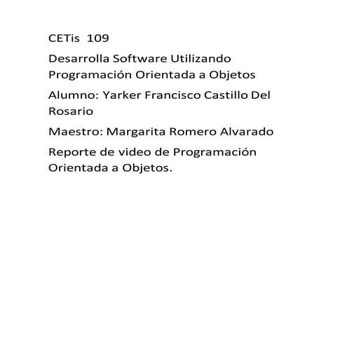 Prueba Corta: Video -Vida Real-Definicion de objetos, estado, comportamiento y reporte