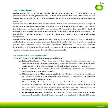Global Business Strategy of British Petroleum (BP)