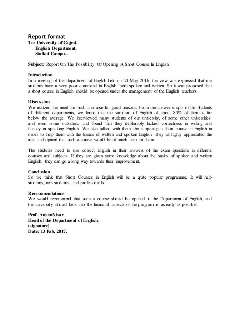 report format report format examples
