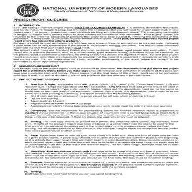 NUML management science dept Report format guidelines 
