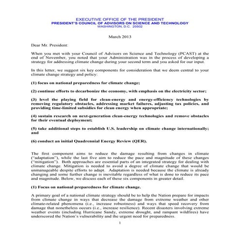 Report from the president council of advisors on science and technology