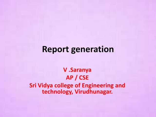 Report generation