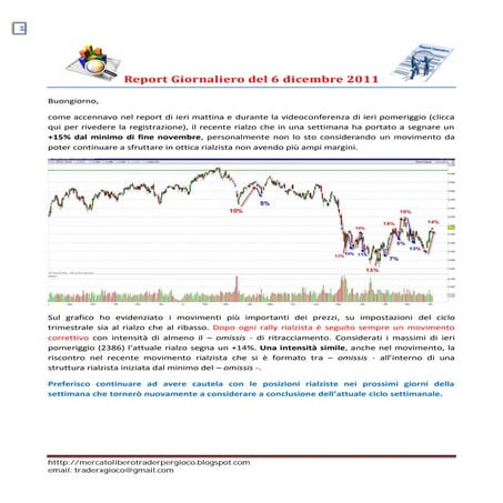 Report giornaliero del 6 dicembre 2011