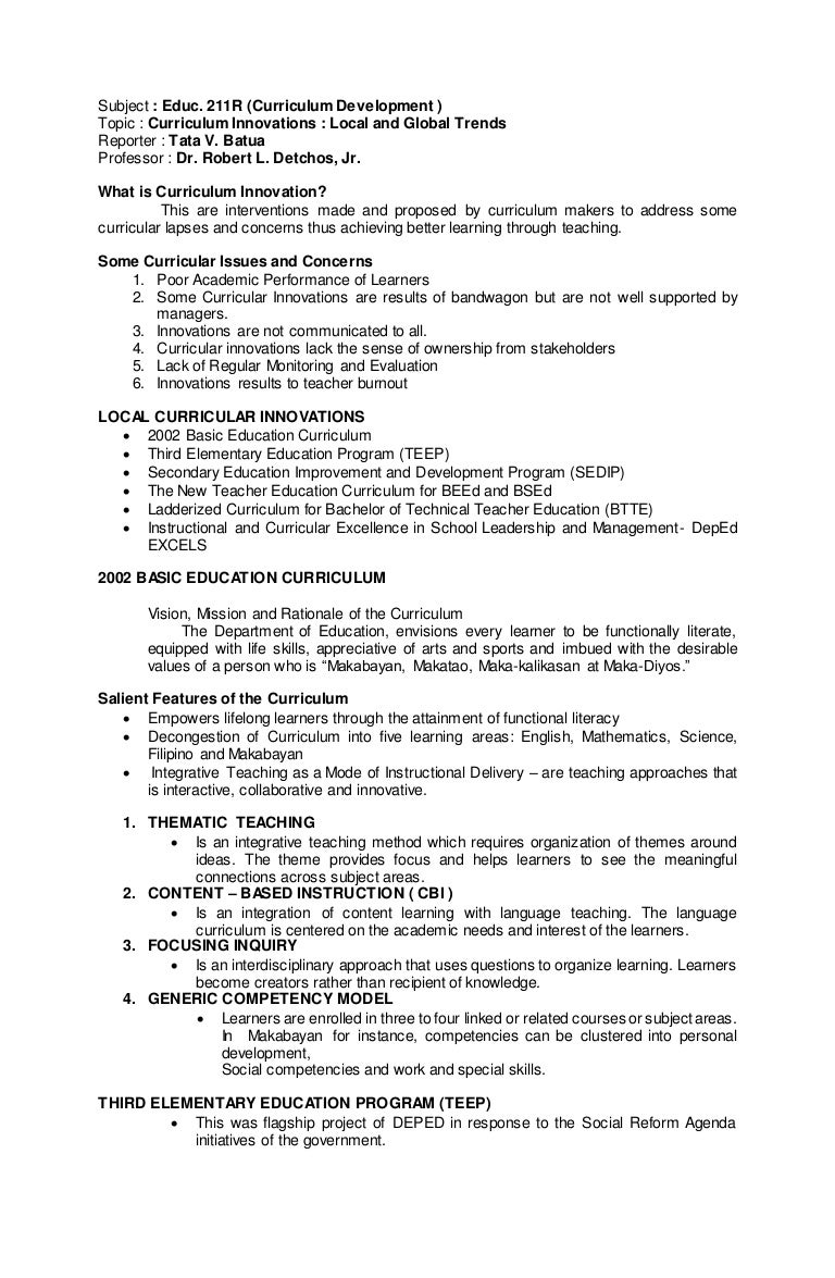 curriculum innovation 2