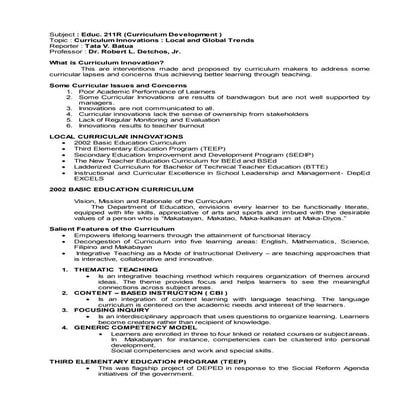 curriculum innovation 2