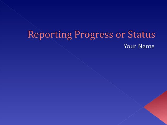 Reporting  Progress Or  Status  Template