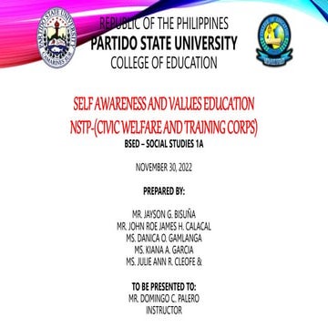 REPORTING IN CWTS SELF AWARENESS AND VAL.ED.pptx