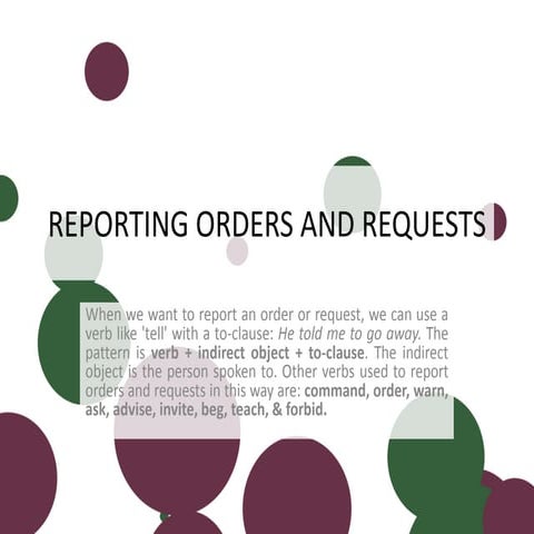 Reporting orders and requests