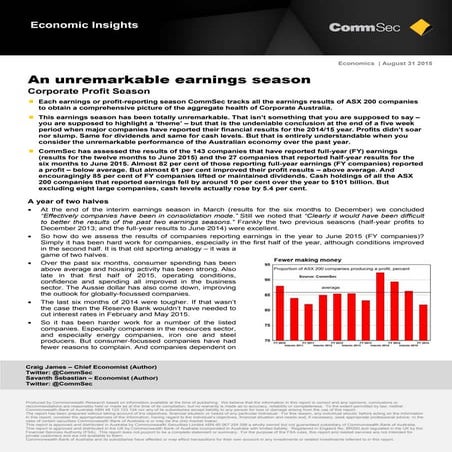 CommSec August 2015 Reporting Season - Full Results