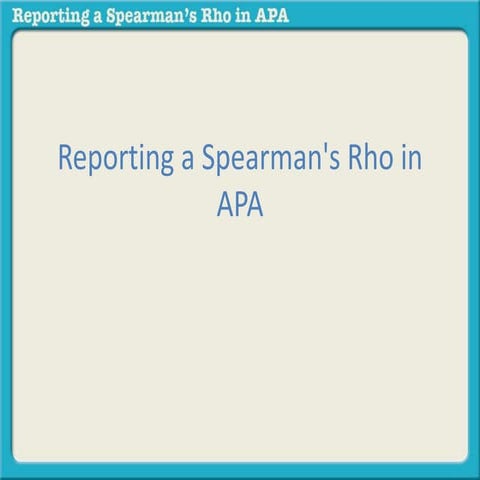 Reporting spearman rho in apa