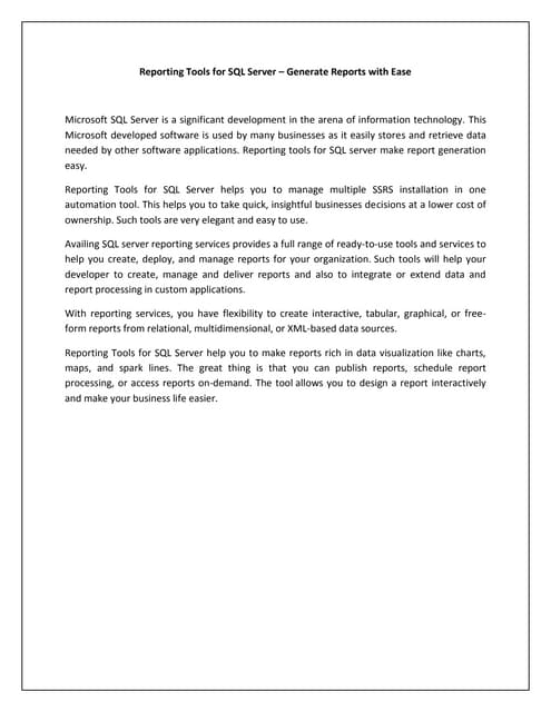 SSRS Tutorial | SQL SERVER REPORTING SERVICES ( SSRS ) | MSBI Training ...