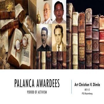 Palanca Awardees in the Period of Activism - Philippine Literature Subject
