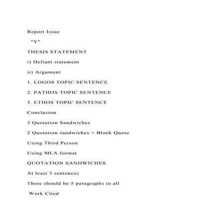 Report Issue YTHESIS STATEMENTi) Defiant statement | DOCX