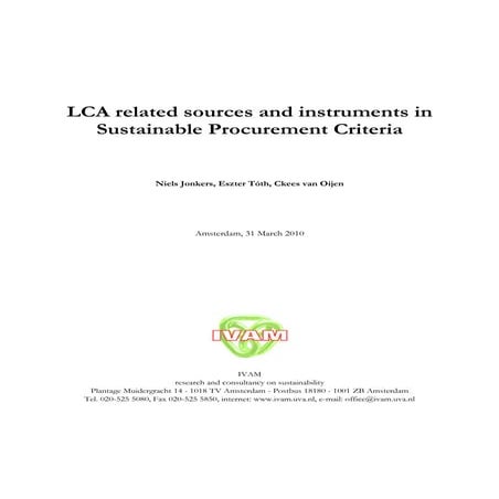 Report lca tools for sustainable procurement final 20100331